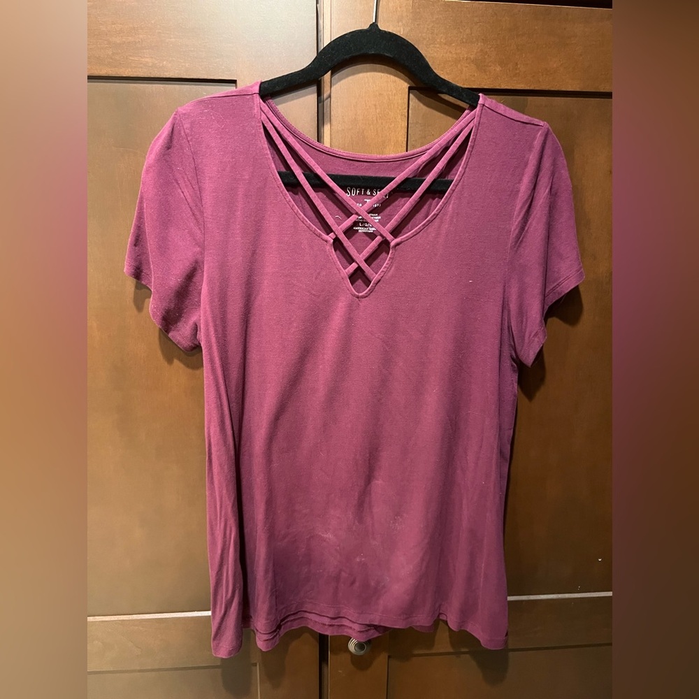 American Eagle Soft and Sexy criss cross tee